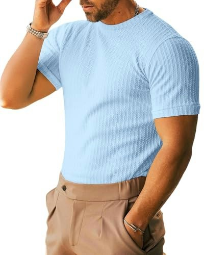 Xingcool Men's Ribbed Knit Short Sleeve Shirt: $16.99 Xingcool Men's Ribbed Knit Short Sleeve Shirt: $16.99