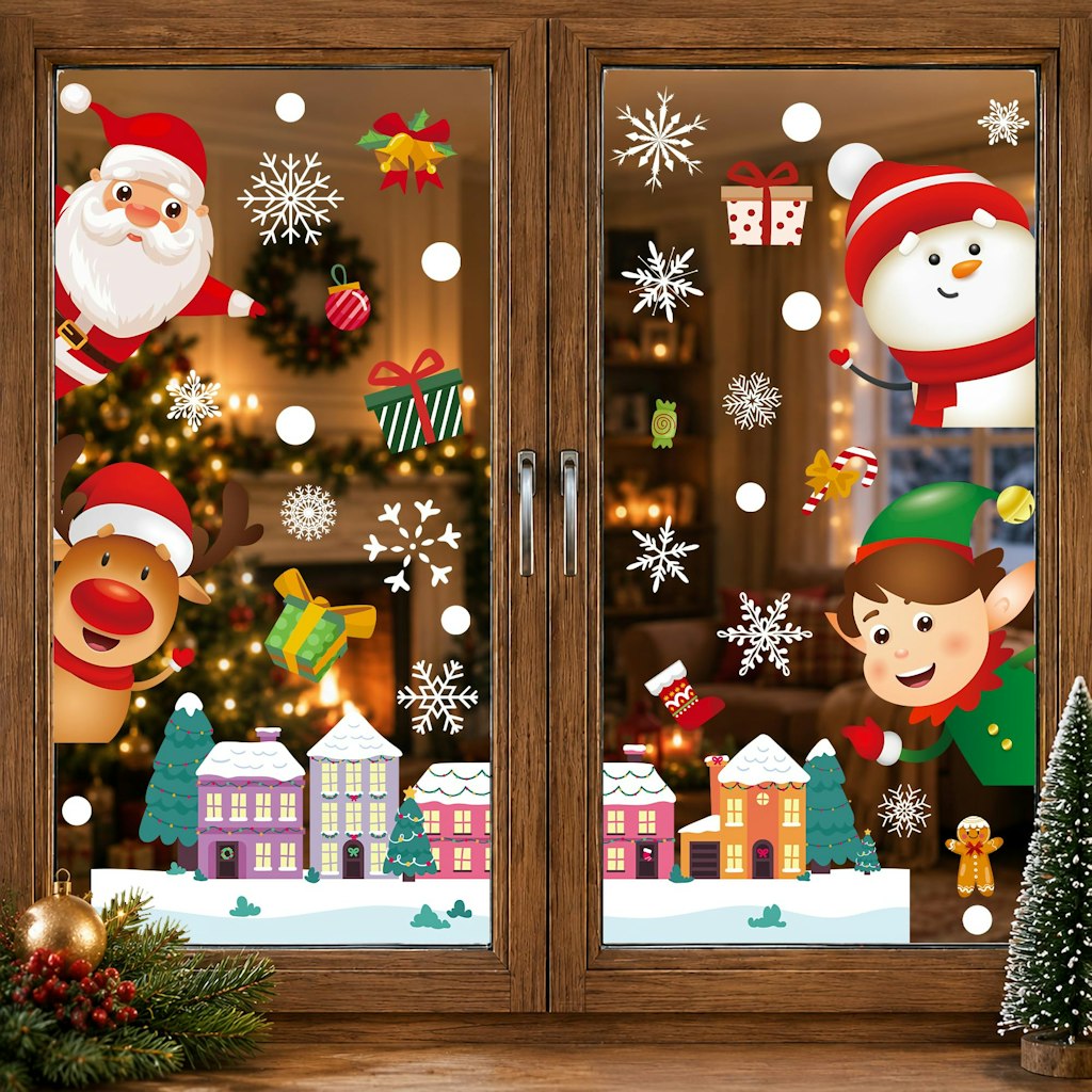 135-Piece Christmas Window Clings Decal Set: $3.59