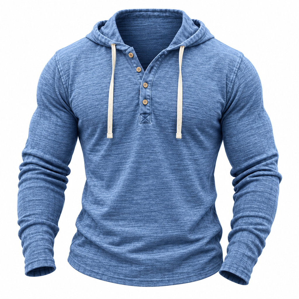 Men's Comfort 100% Cotton Hooded Henley: 2 for $14 Men's Comfort 100% Cotton Hooded Henley: 2 for $14