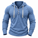 Men's Comfort 100% Cotton Hooded Henley for 2 for $14 + $18 shipping