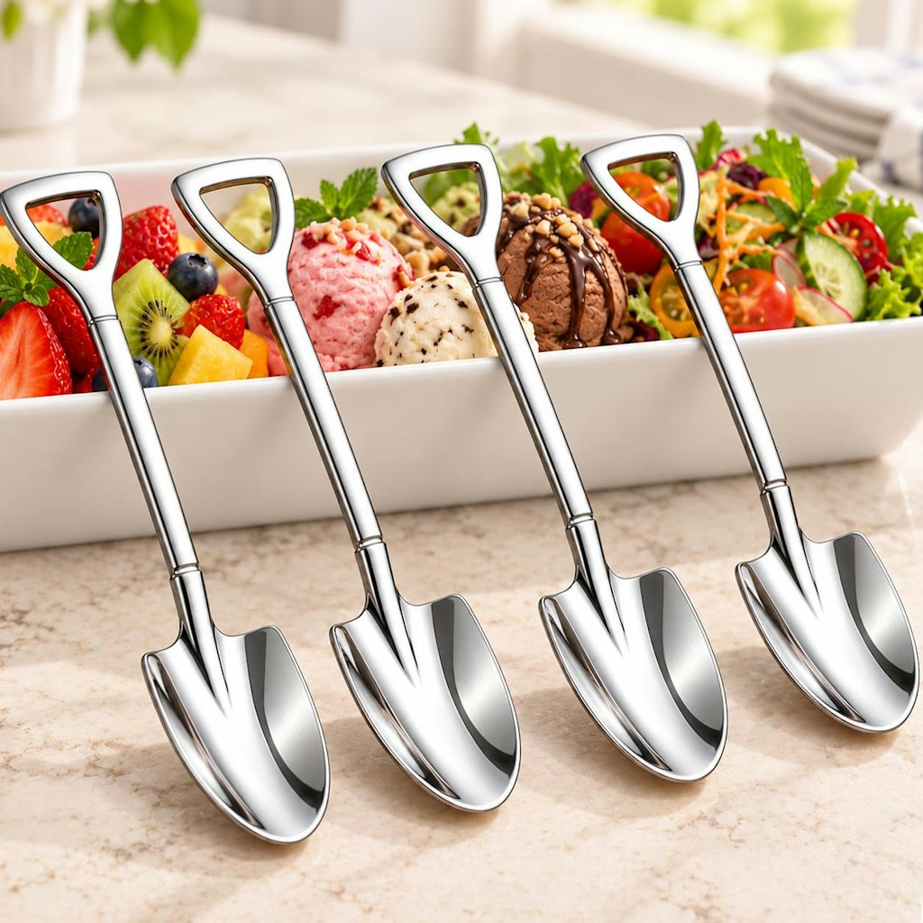 Stainless Steel Mini Shovel Spoon 4-Pack: 66 cents