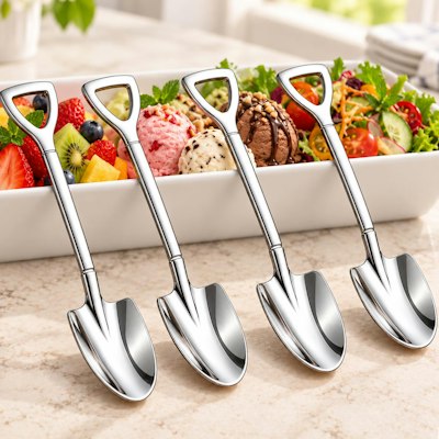 Stainless Steel Mini Shovel Spoon 4-Pack: 66 cents + free shipping w/ $25