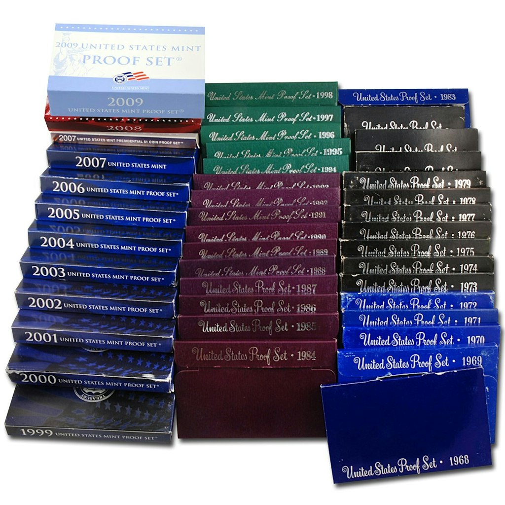 US Mint 1968 S to 2009 Complete 42-Year Proof Set Collection: $540