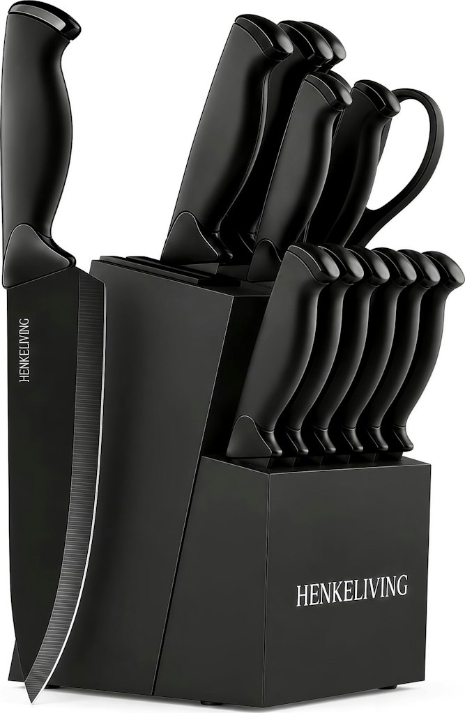 Henkeliving 14-Piece Kitchen Knife Block Set: $28