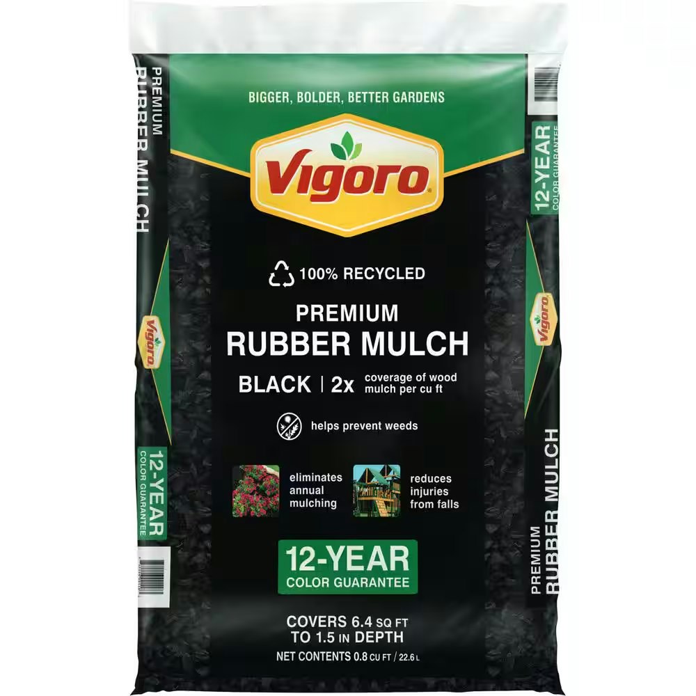 Vigoro 0.8-cu. ft. Bagged Recycled Rubber Mulch: $5.97