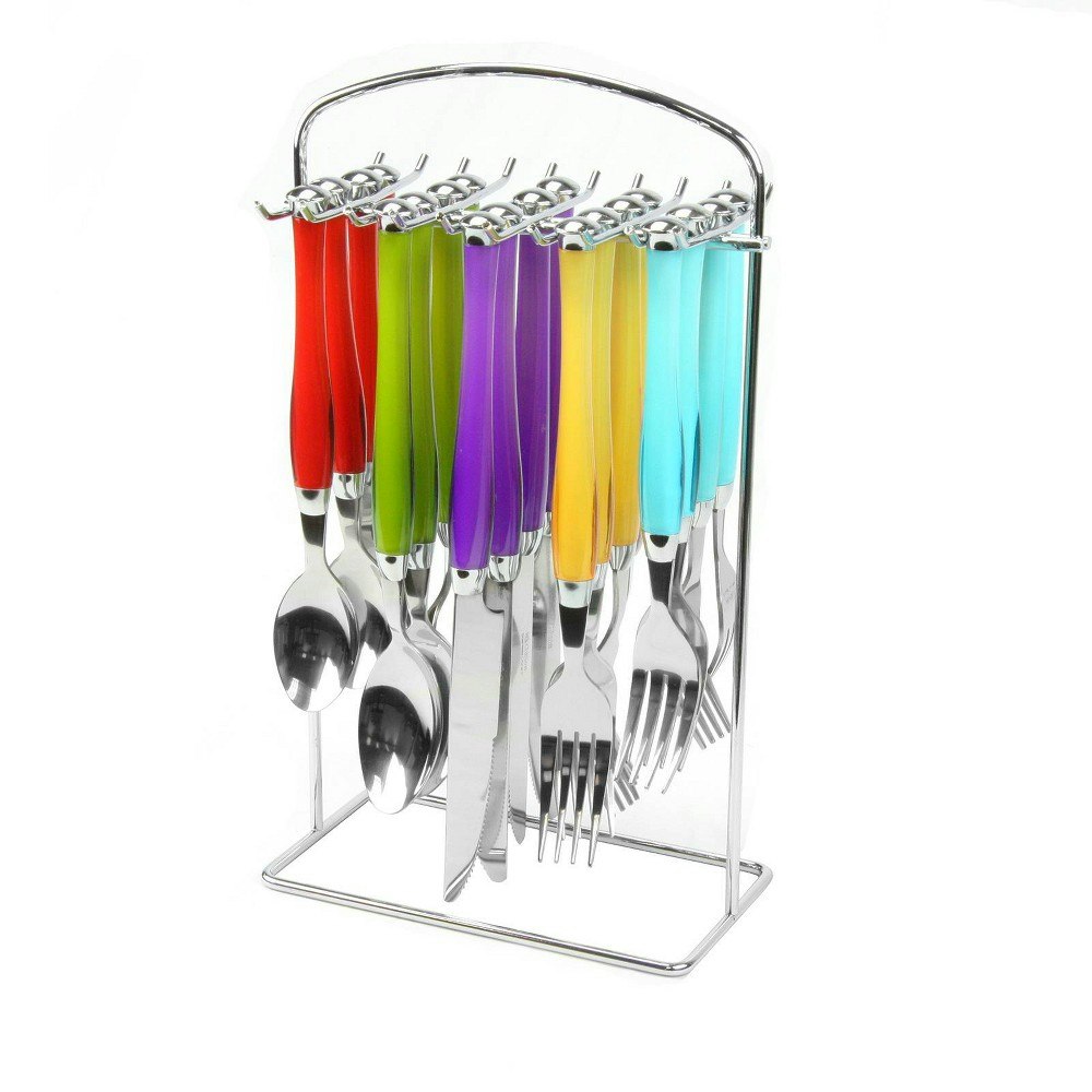 Gibson Home Santoro 20-Piece Stainless Steel Flatware Set with Hanging Rack: $23.99 Gibson Home Santoro 20-Piece Stainless Steel Flatware Set with Hanging Rack: $23.99