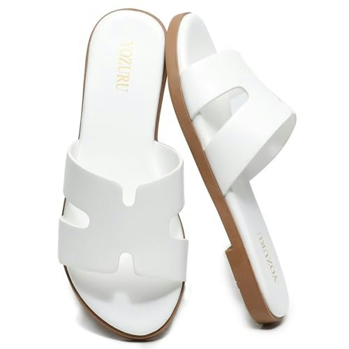 Yozuru Women's Leather Flat Sandals: $23.98