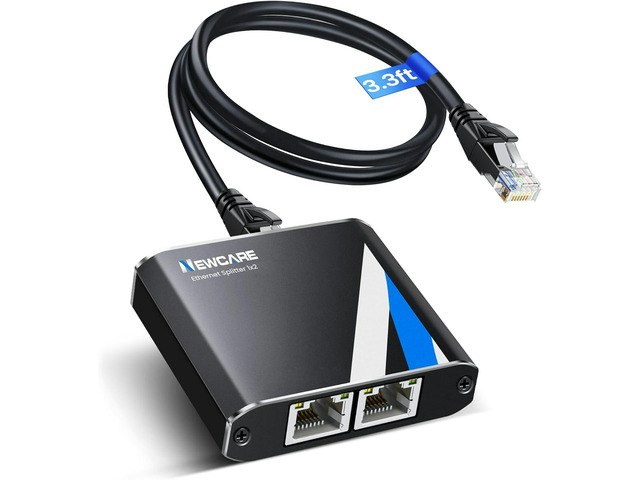 Newcare 1-to-2 Gigabit Ethernet Splitter with LAN Cable: $29.49