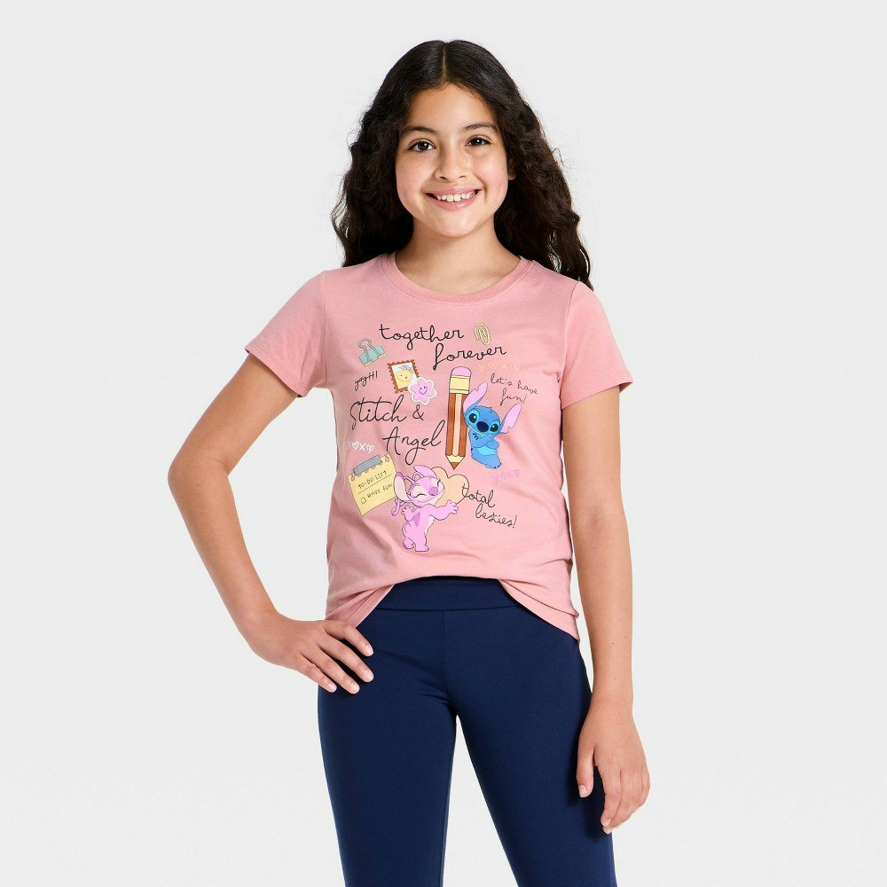 Girls' Disney Stitch & Angel Graphic T-Shirt: $8 Girls' Disney Stitch & Angel Graphic T-Shirt: $8