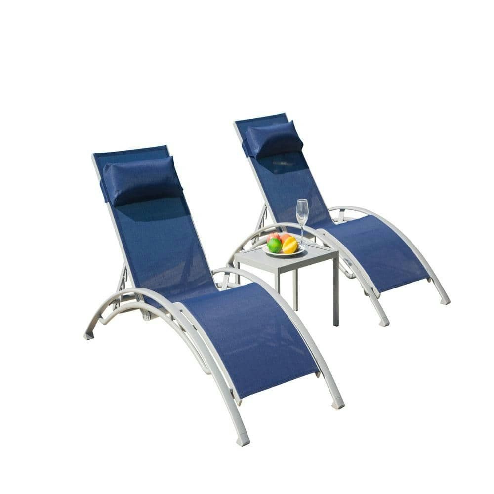 3-Piece Adjustable Aluminum Outdoor Chaise Lounge Set: $342.40 3-Piece Adjustable Aluminum Outdoor Chaise Lounge Set: $342.40