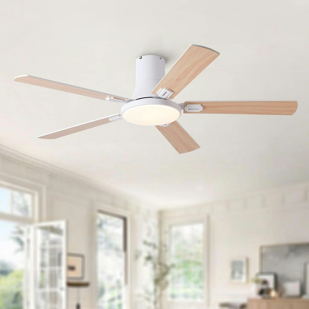 52-inch Modern White Flush Mount Ceiling Fan with Remote Control: $151.71 52-inch Modern White Flush Mount Ceiling Fan with Remote Control: $151.71