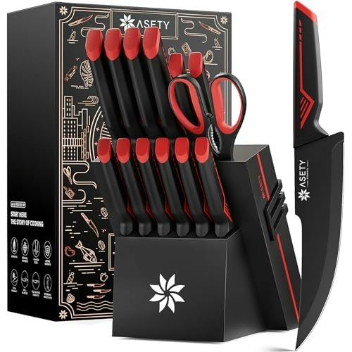 Asety 15-Piece Kitchen Knife Set with Block: $49.98 Asety 15-Piece Kitchen Knife Set with Block: $49.98