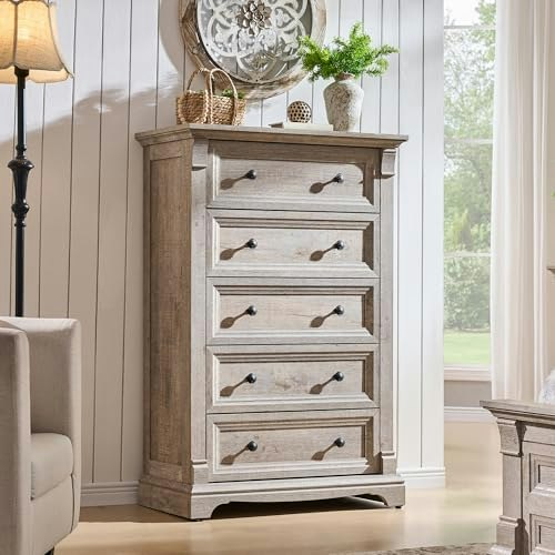 T4tream 5-Drawer Farmhouse Bedroom Dresser: $220.99 T4tream 5-Drawer Farmhouse Bedroom Dresser: $220.99