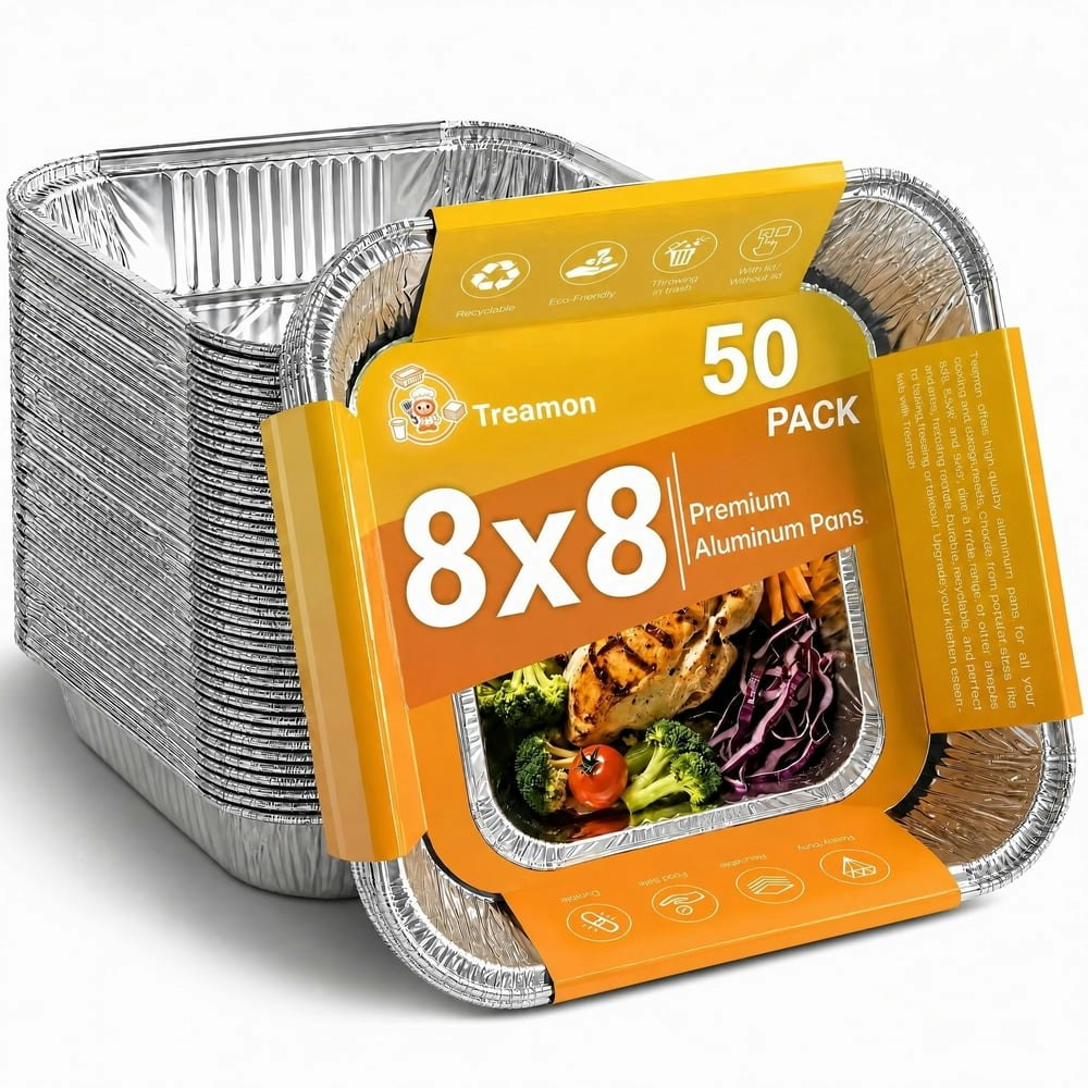 Treamon 8x8-inch Square Disposable Aluminum Foil Pans 50-Count: $16.89 Treamon 8x8-inch Square Disposable Aluminum Foil Pans 50-Count: $16.89