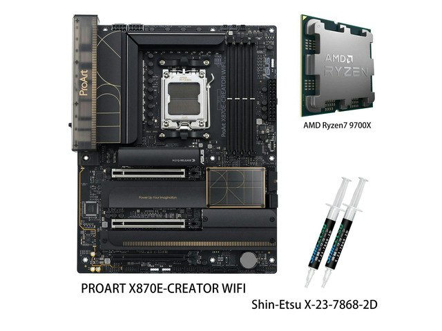 Asus ProArt X870E-Creator WiFi Motherboard and AMD Ryzen 7 9700X CPU Combo: $1,099.99 Asus ProArt X870E-Creator WiFi Motherboard and AMD Ryzen 7 9700X CPU Combo: $1,099.99