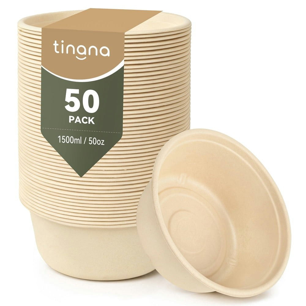Tinana 50-Ounce Compostable Sugarcane Bowls 50-Pack: $19.99 Tinana 50-Ounce Compostable Sugarcane Bowls 50-Pack: $19.99