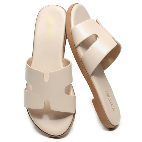 Yozuru Women's Leather Flat Sandals: $23.98