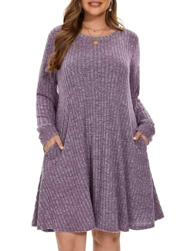 Belaroi Plus Size Crew Neck Long Sleeve Sweater Dress: $25.98 Belaroi Plus Size Crew Neck Long Sleeve Sweater Dress: $25.98