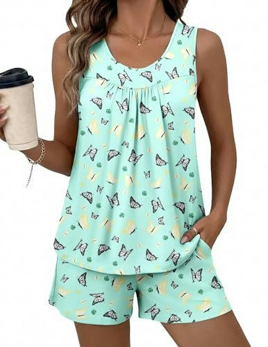 Ekouaer Women's 2-Piece Tank Top and Shorts Pajama Set: $14.23 Ekouaer Women's 2-Piece Tank Top and Shorts Pajama Set: $14.23