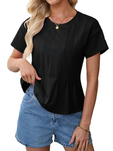 Women's Pleated Peplum Short Sleeve T-Shirt: $14.44