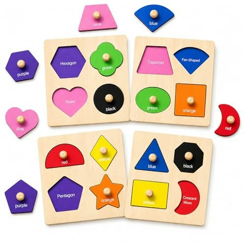 Wooden Shape and Color Sorting Montessori Peg Puzzles 4-Pack: $8.48 Wooden Shape and Color Sorting Montessori Peg Puzzles 4-Pack: $8.48