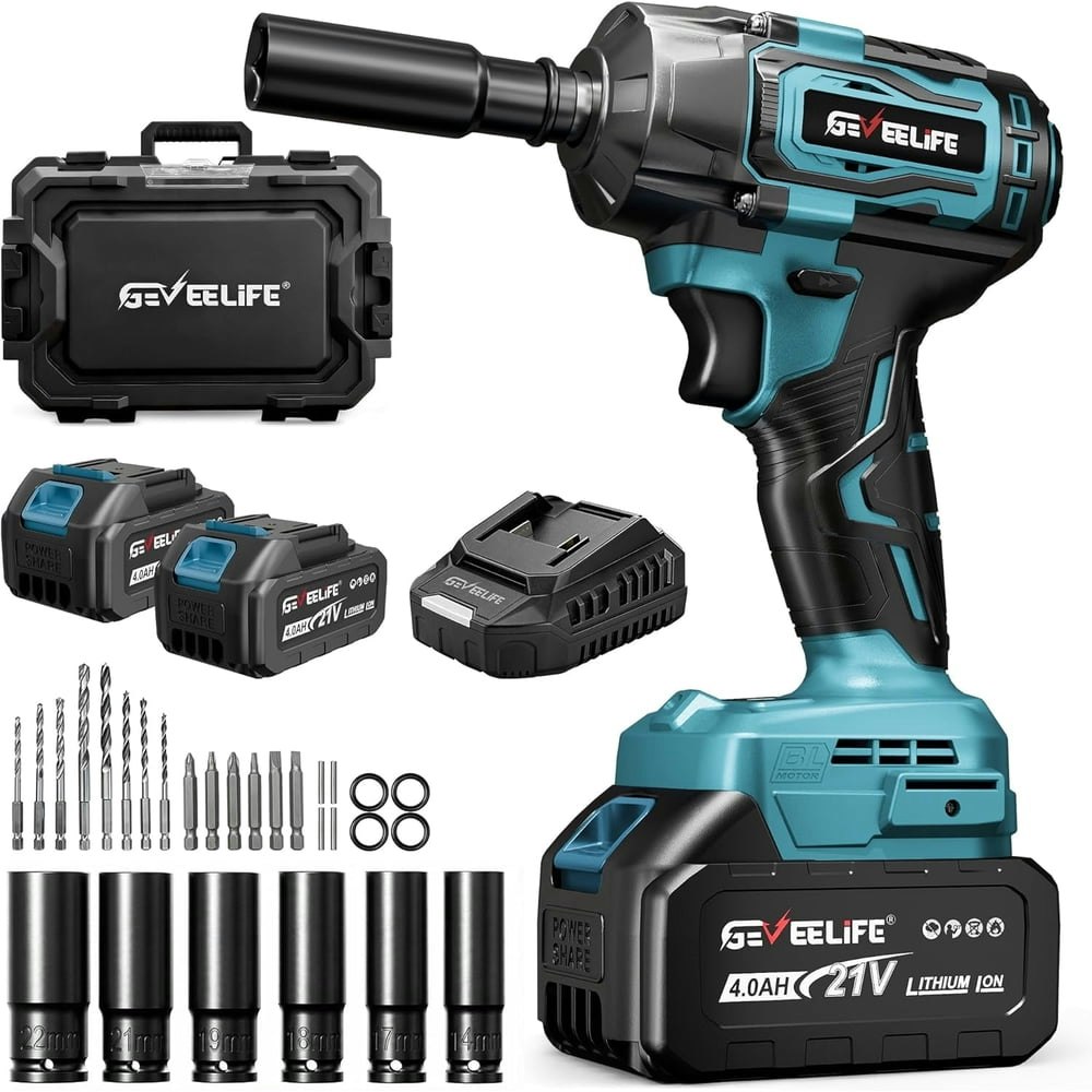 Geveelife 520 lb-ft Brushless 1/2" Cordless Impact Wrench Kit: $66.99 Geveelife 520 lb-ft Brushless 1/2" Cordless Impact Wrench Kit: $66.99