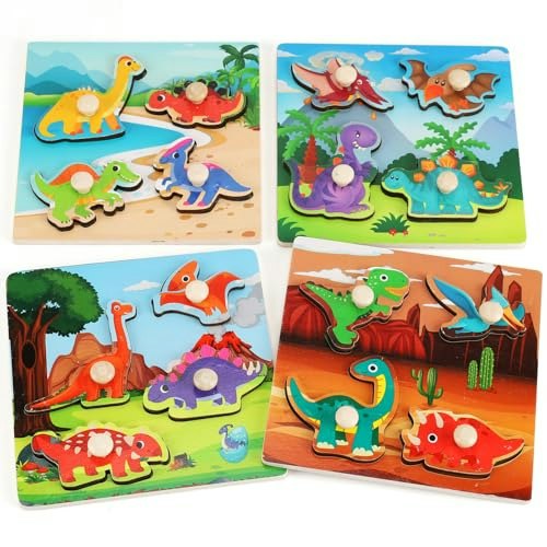 Wooden Peg Dinosaur Puzzle 4-Pack: $8.47 Wooden Peg Dinosaur Puzzle 4-Pack: $8.47