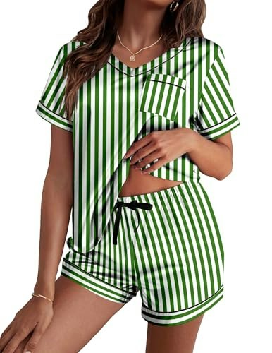 Ekouaer Women's Short Sleeve Satin Pajama Set: $15.33
