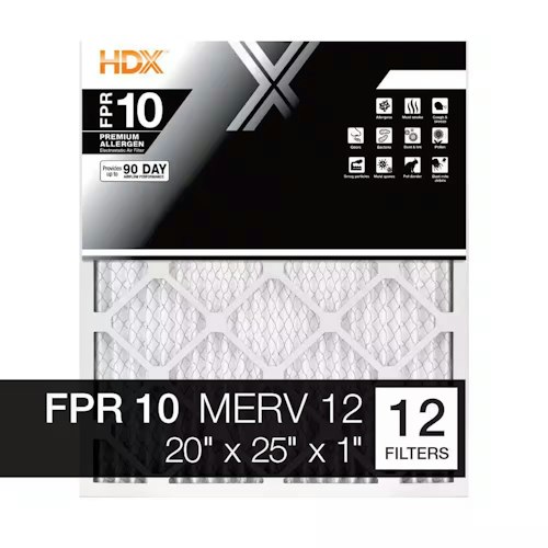 HDX 20" x 25" Premium Pleated Air Filter 12-Pack for $99 + free shipping