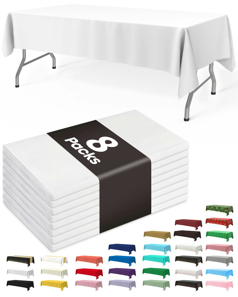 54" x 108" Disposable Plastic Table Cloth 8-Pack: $3.59 via Sub. & Save