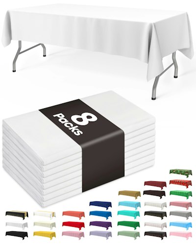 54" x 108" Disposable Plastic Table Cloth 8-Pack for $3.59 via Sub. & Save + free shipping w/ Prime