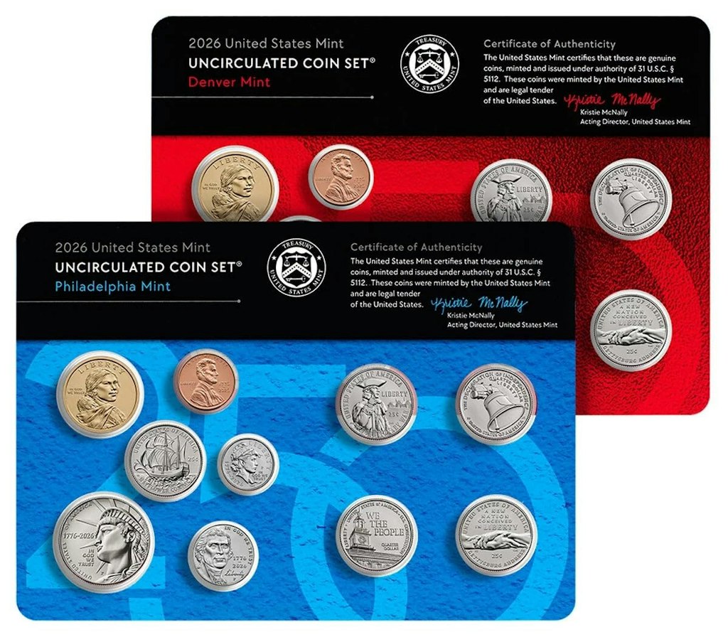 2026 U.S. Mint Uncirculated 20-Coin Mint Set: $220