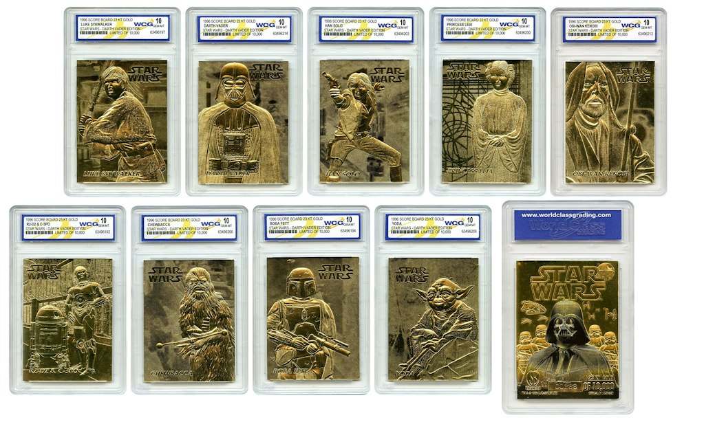 1996 Star Wars Darth Vader Edition 23k Gold Card Complete Set of 9 (Graded Gem-Mint 10): $90