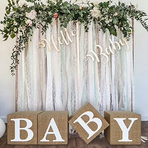 Burlap Print Baby Shower Boxes 4-Pack: $18.99 Burlap Print Baby Shower Boxes 4-Pack: $18.99
