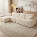 KeepCharm Modern Compression Corduroy L-Shaped Sectional Sofa w/ Chaise for $380 + free shipping
