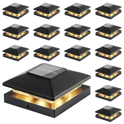 Solar Post Cap Lights 16-Pack for $50 + free shipping