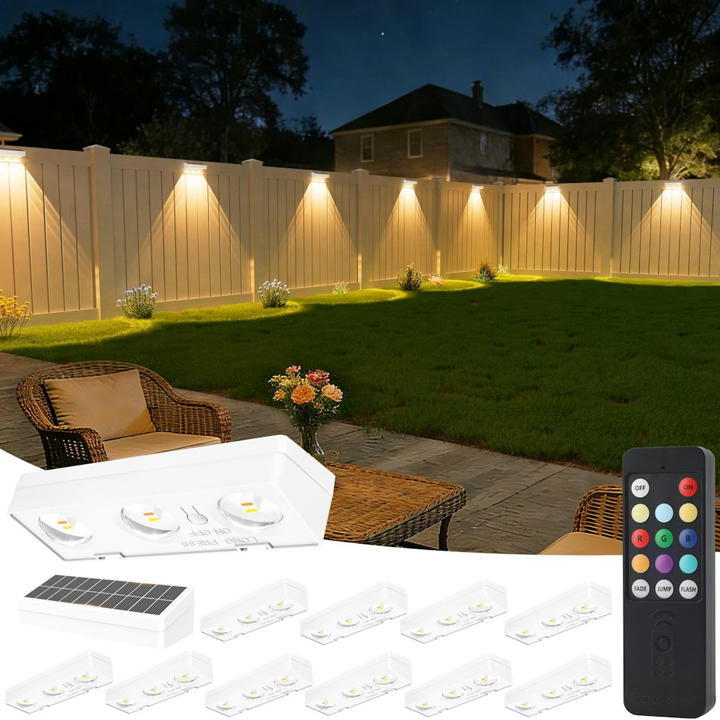 Solar Fence Lights 12-Pack w/ Remote Control: $64 Solar Fence Lights 12-Pack w/ Remote Control: $64