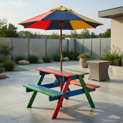Veryke Kids Folding Picnic Table Set w/ Umbrella for $81 + free shipping