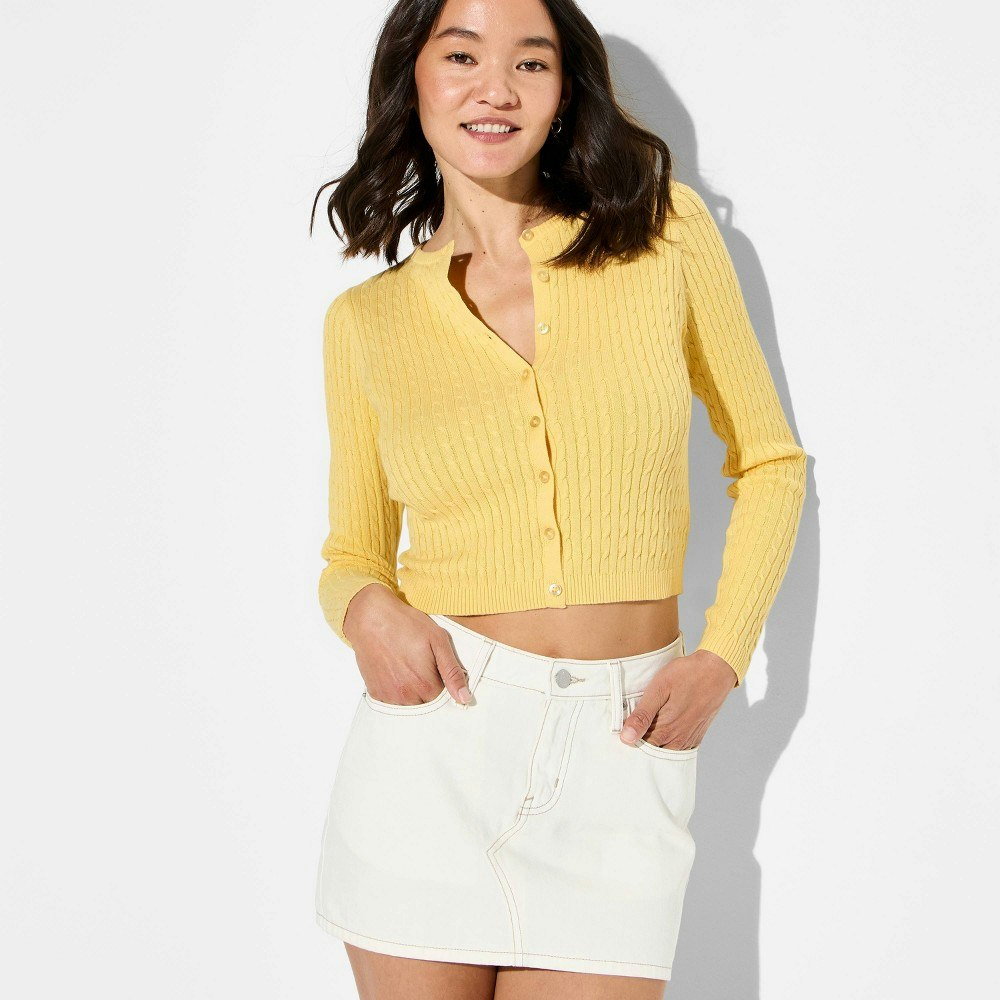 Women's Crewneck Cable Knit Cardigan: $25 Women's Crewneck Cable Knit Cardigan: $25