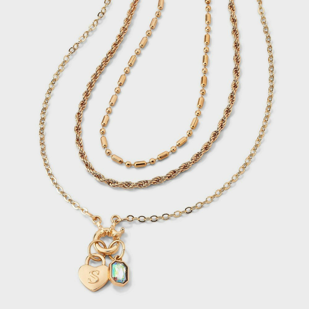 Art Class Girls' Layered Initial Heart Lock Necklace 3-Piece Set: $8 Art Class Girls' Layered Initial Heart Lock Necklace 3-Piece Set: $8