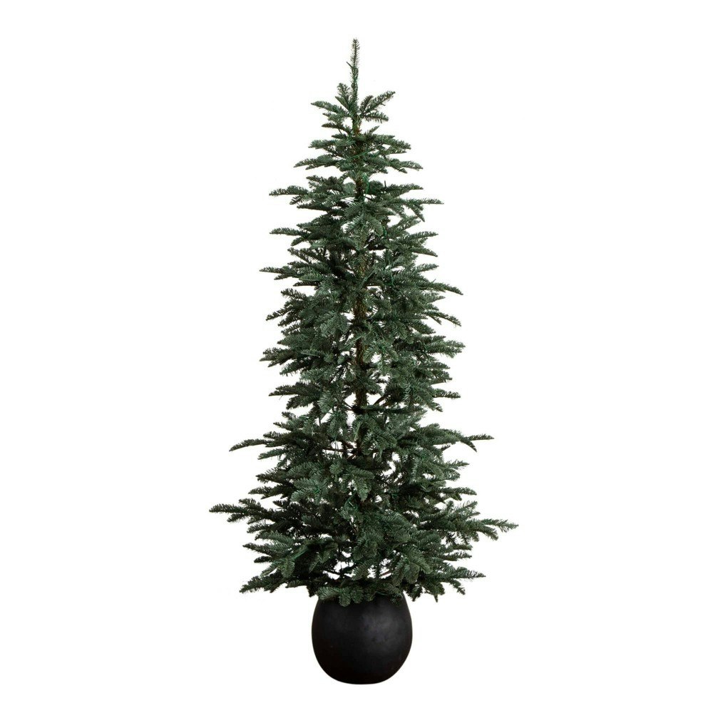 Nearly Natural 6-Foot Pre-Lit Artificial Pine Christmas Tree with Planter: $274.99