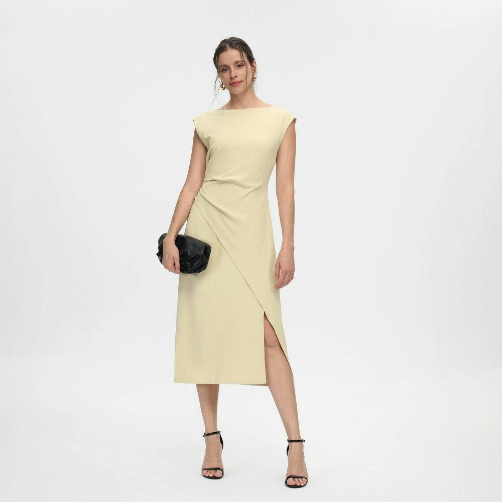 A New Day Women's Cap Sleeve Shirring Midi Wrap Dress: $38