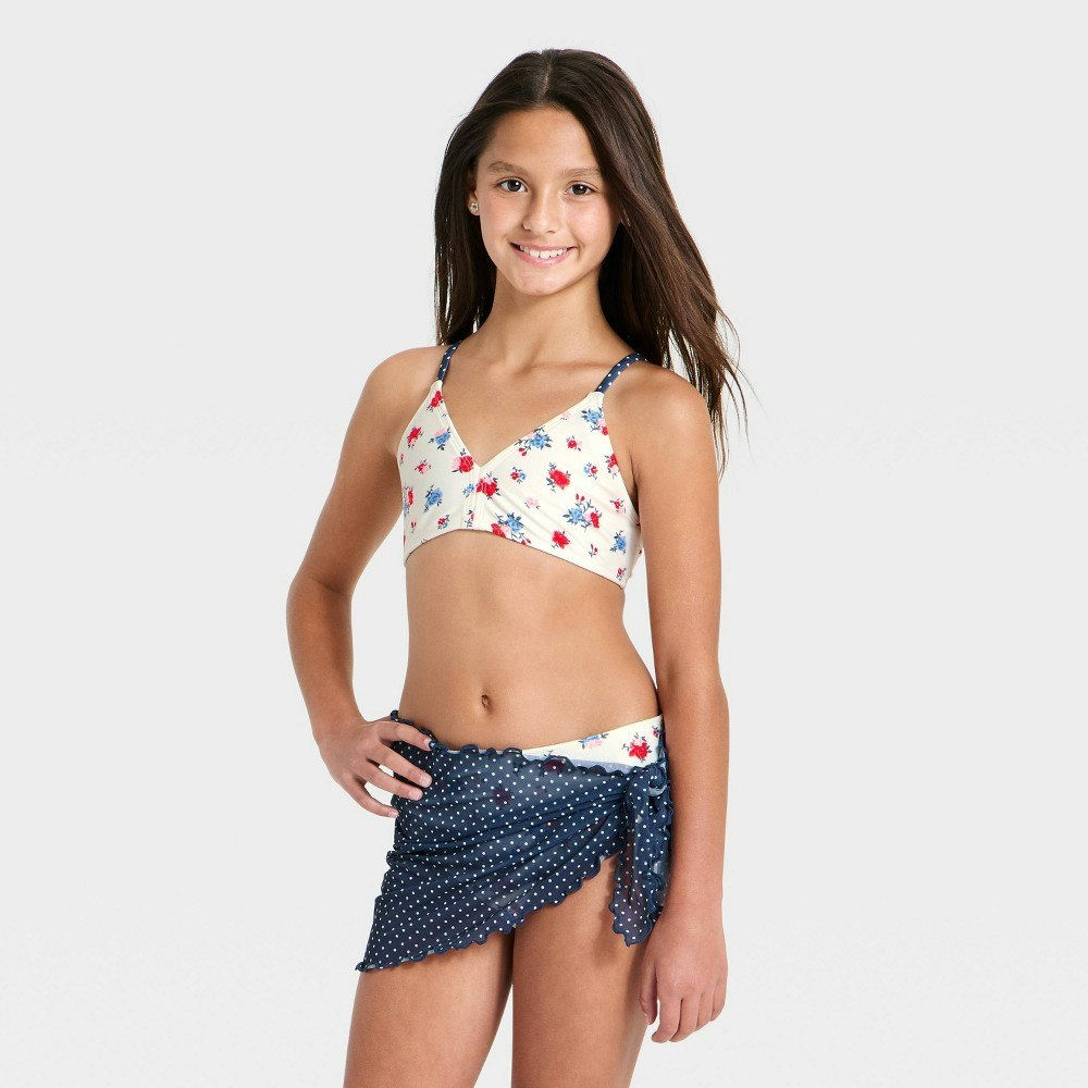 Girls' American Rose Bikini and Sarong Set: $26 Girls' American Rose Bikini and Sarong Set: $26
