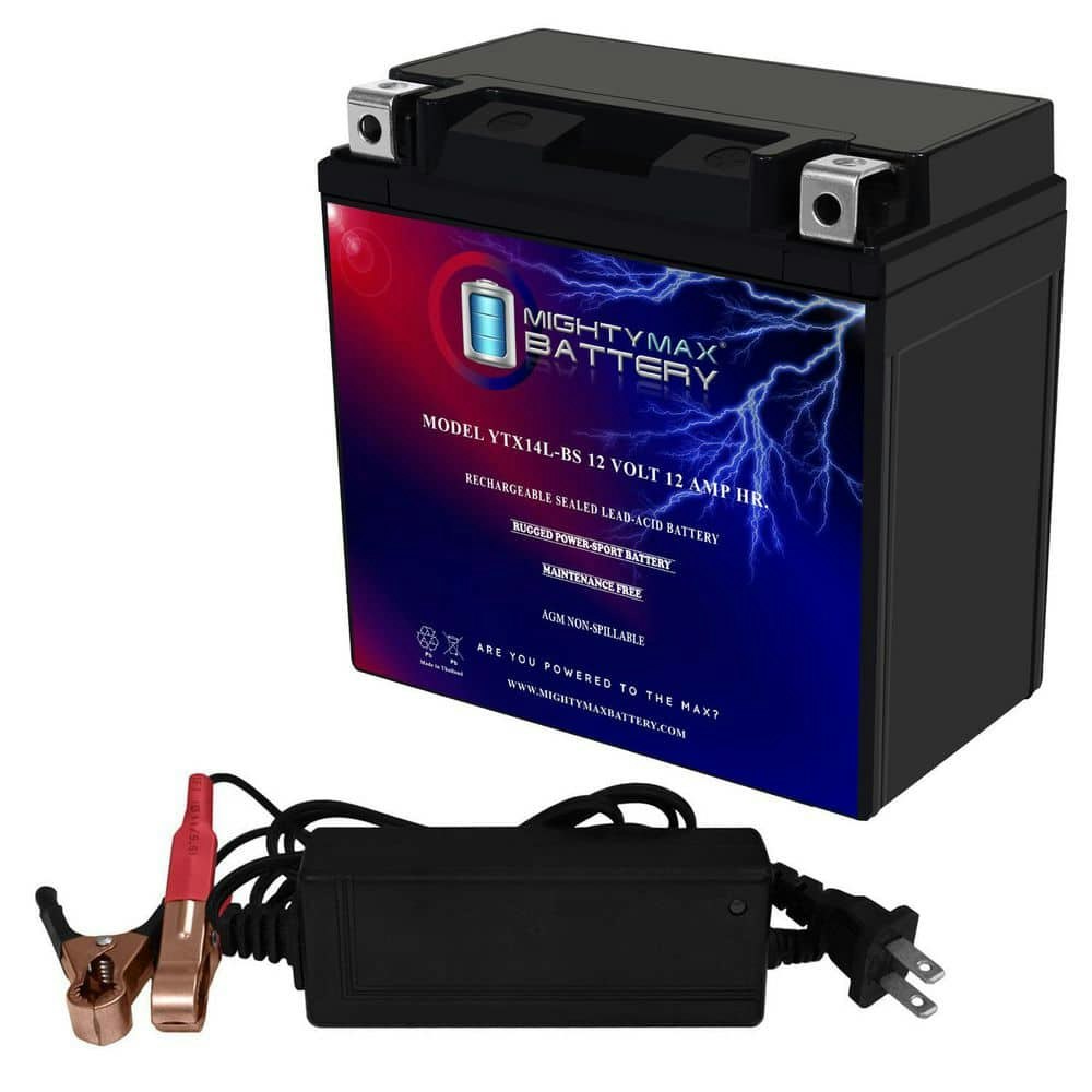 YTX14L-BS Motorcycle Battery and 12V 2-Amp Charger Set: $64.99