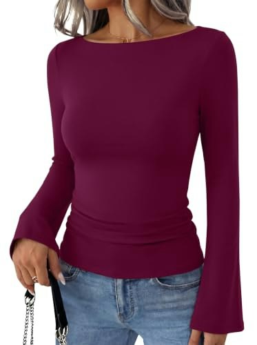 Reoria Women's Boat Neck Bell Sleeve Shirt: $11.49 Reoria Women's Boat Neck Bell Sleeve Shirt: $11.49