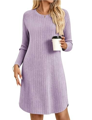 Ekouaer Women's Ribbed Knit Long Sleeve Nightshirt: $14.97 Ekouaer Women's Ribbed Knit Long Sleeve Nightshirt: $14.97
