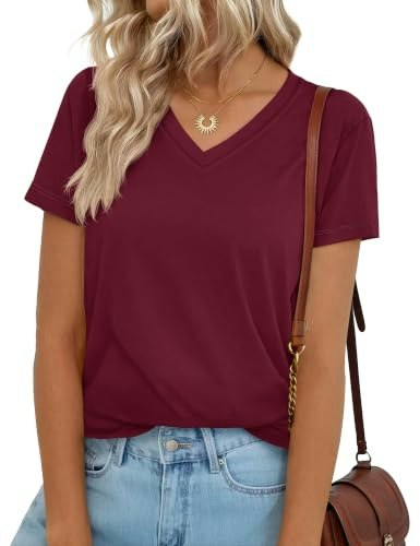 Yucolen Women's Short Sleeve V-Neck T-Shirt: $14.96 Yucolen Women's Short Sleeve V-Neck T-Shirt: $14.96
