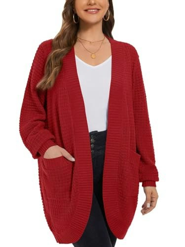Larace Women's Plus Size Waffle Knit Long Cardigan: $28.03 Larace Women's Plus Size Waffle Knit Long Cardigan: $28.03