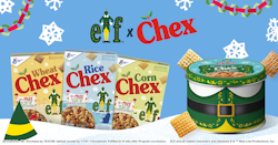 Chex Cereal Purchase Promotion: Free Elf holiday tin w/ 3 purchases