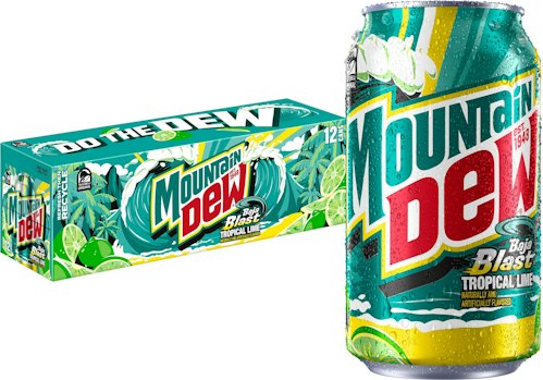 Mountain Dew Baja Blast 12-oz. Can 12-Pack for 3 for $13 + free shipping w/ Prime